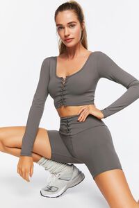 Active Lace-Up Long-Sleeve Crop Top, image 4