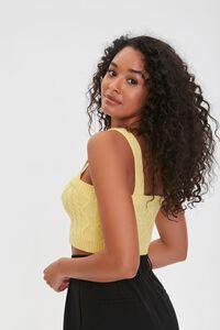 YELLOW Cable Sweater-Knit Crop Top, image 2