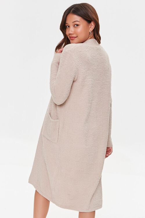 TAUPE Fuzzy Knit Duster Cardigan, image 3