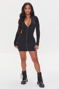 BLACK Bodycon Zip-Front Mini Dress, image 4