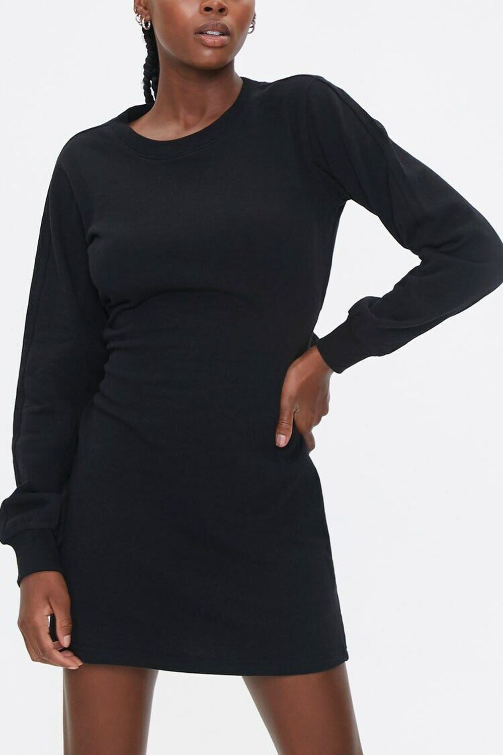 BLACK French Terry Cutout Dress, image 1