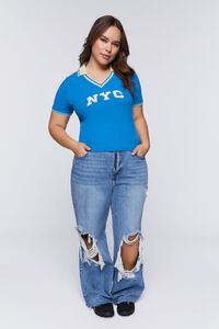 BLUE/MULTI Plus Size NYC Polo Shirt, image 4