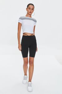 WHITE/HEATHER GREY Cropped Colorblock Tee, image 4