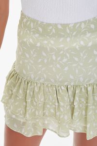 LIGHT GREEN/WHITE Leaf Print Mini Skirt, image 6