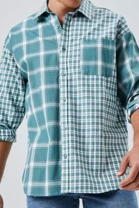 GREEN/WHITE Reworked Plaid Button-Front Shirt, image 5
