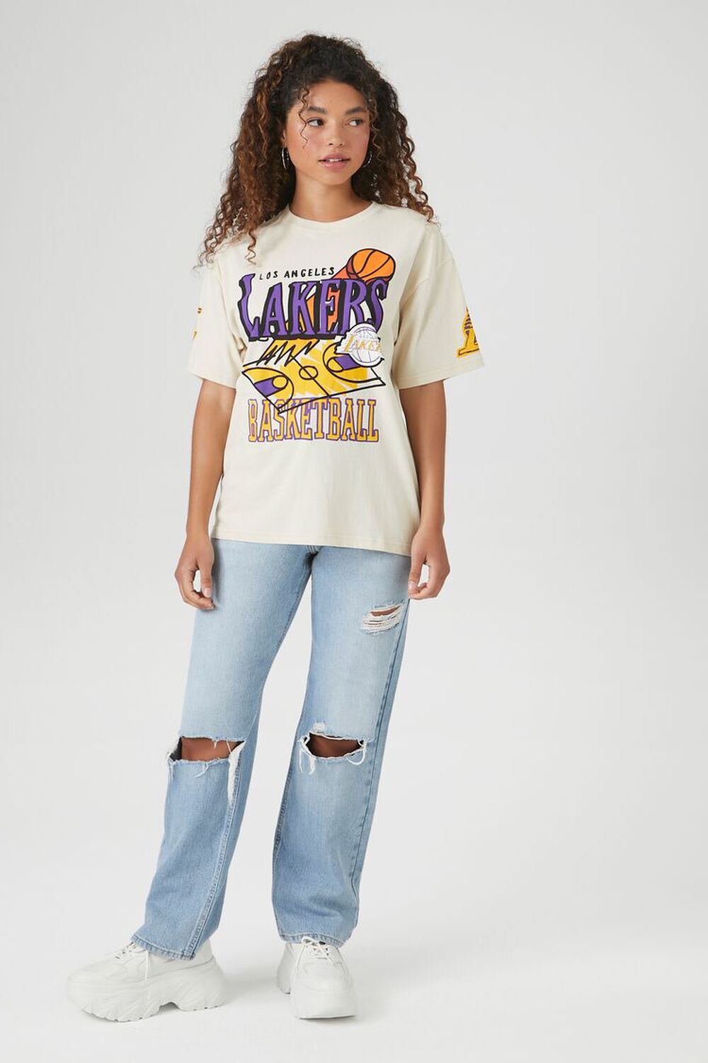 Forever 21 Plus Women's Los Angeles Lakers T-Shirt in Taupe, 3X | F21