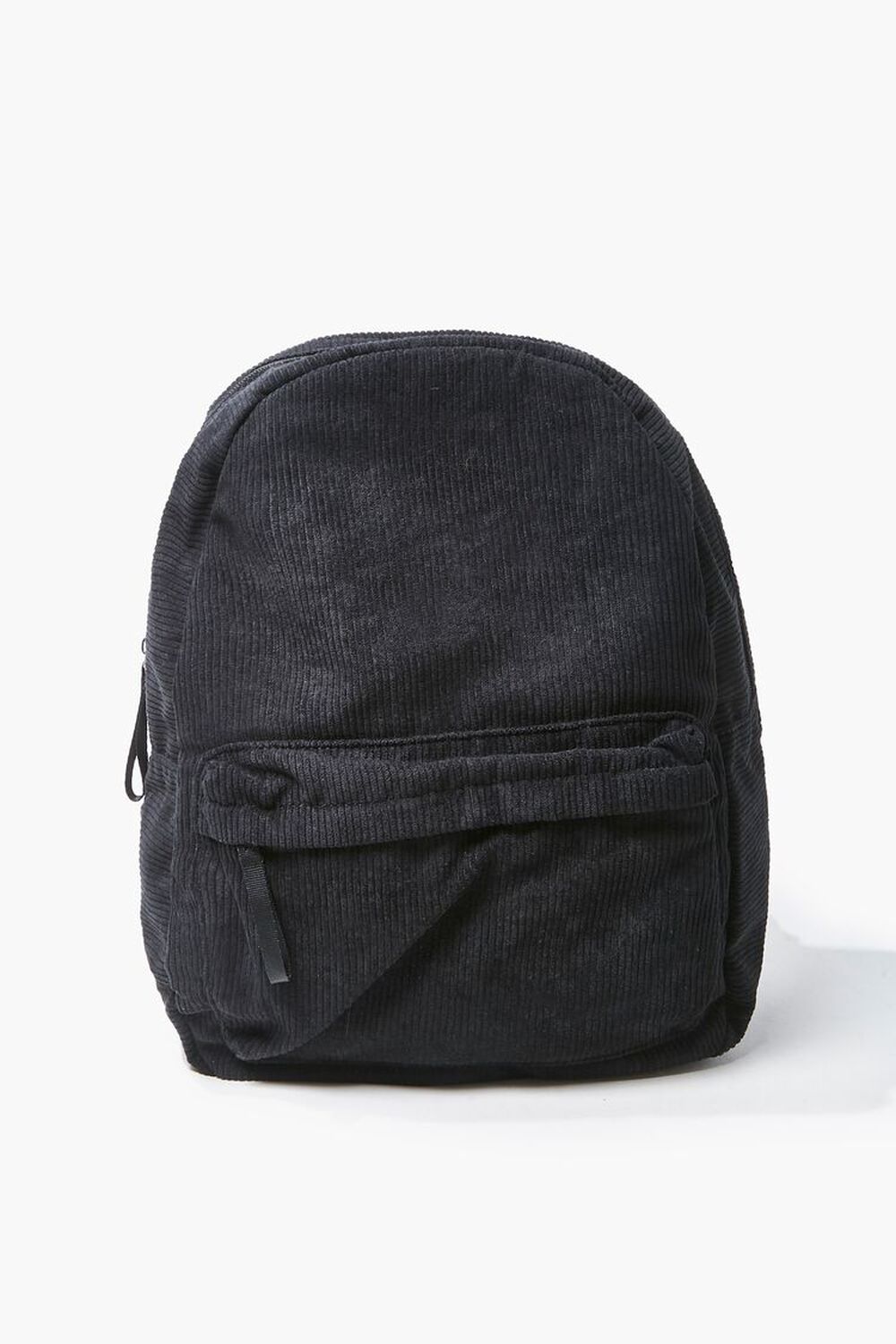 BLACK Corduroy Zippered Backpack, image 1
