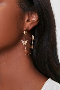 Butterfly Charm Hoop Earrings, image 1