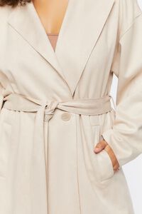 BEIGE Plus Size Faux Suede Trench Coat, image 6