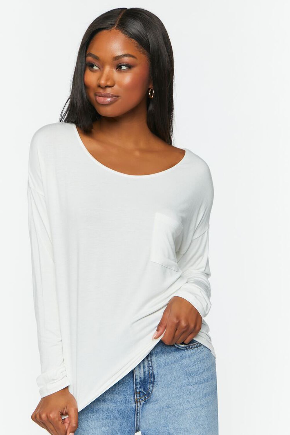 Relaxed Scoop-Neck Long-Sleeve Top, image 1