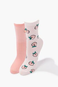 Peach Print Crew Sock Set - 2 pack, image 1