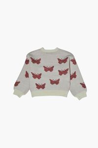CREAM/MULTI Girls Butterfly Print Sweater (Kids), image 2