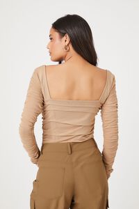 TAUPE Ruched Mesh Bodysuit, image 3