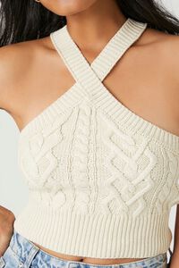 OATMEAL Cable Knit Halter Crop Top, image 5
