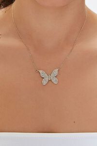 CLEAR/GOLD Rhinestone Butterfly Chain Necklace, image 1