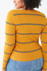 MUSTARD/MULTI Plus Size Striped Sweater, image 3
