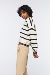 WHITE/BLACK Drop-Sleeve Striped Sweater, image 2