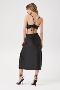 BLACK Satin Cowl Neck Midi Dress, image 3