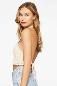 Pointelle Knit Cropped Halter Top, image 2