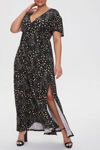 BLACK/CREAM Plus Size Floral Print Maxi Dress, image 4