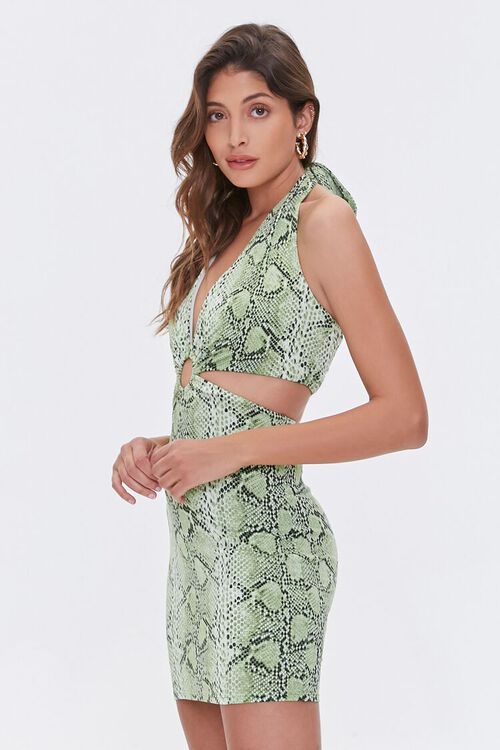 GREEN/MULTI Snake Cutout Mini Dress, image 2