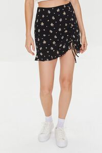 BLACK/MULTI Floral Print Mini Skirt, image 2