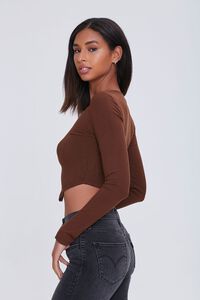 CHOCOLATE Ribbed Knit Zip-Front Crop Top, image 2