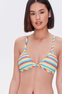RAINBOW Rainbow Striped Bikini Top, image 1