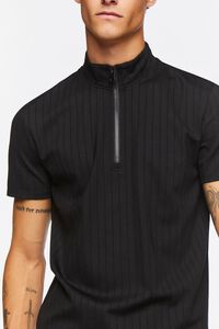BLACK Half-Zip Textured Funnel Neck Shirt, image 5