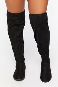 BLACK Faux Suede Over-the-Knee Boots (Wide), image 4