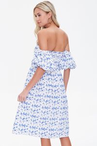 CREAM/BLUE Off-the-Shoulder Floral Dress, image 3