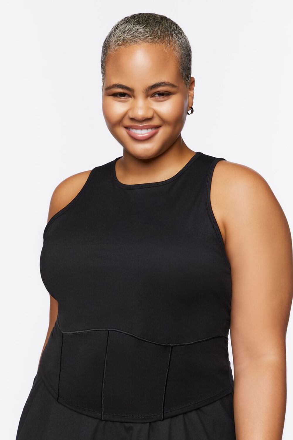 BLACK Plus Size Active Cropped Tank Top, image 1