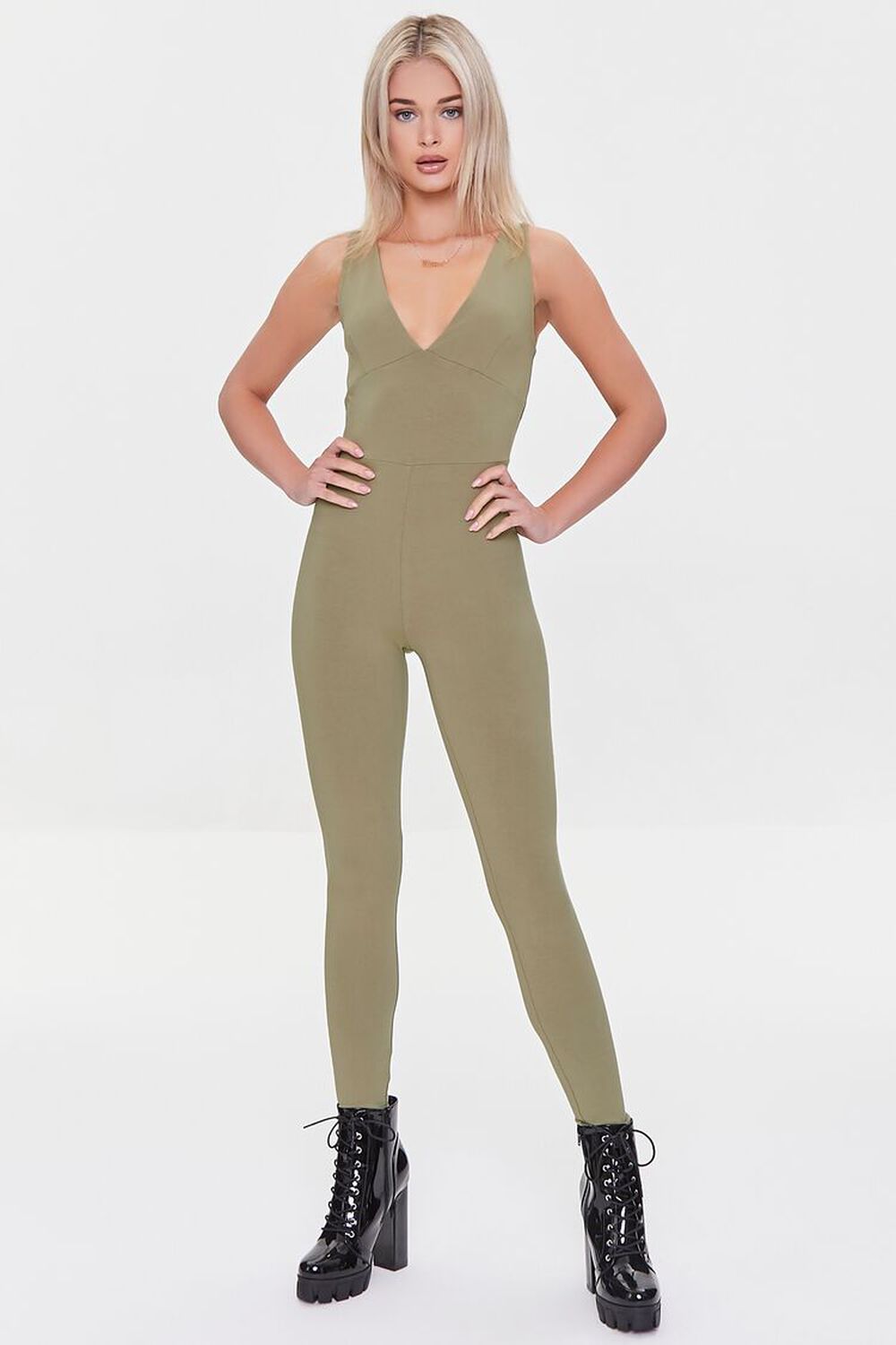 OLIVE Plunging Form-Fitting Jumpsuit, image 1