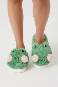 GREEN Plush Frog House Slippers, image 4
