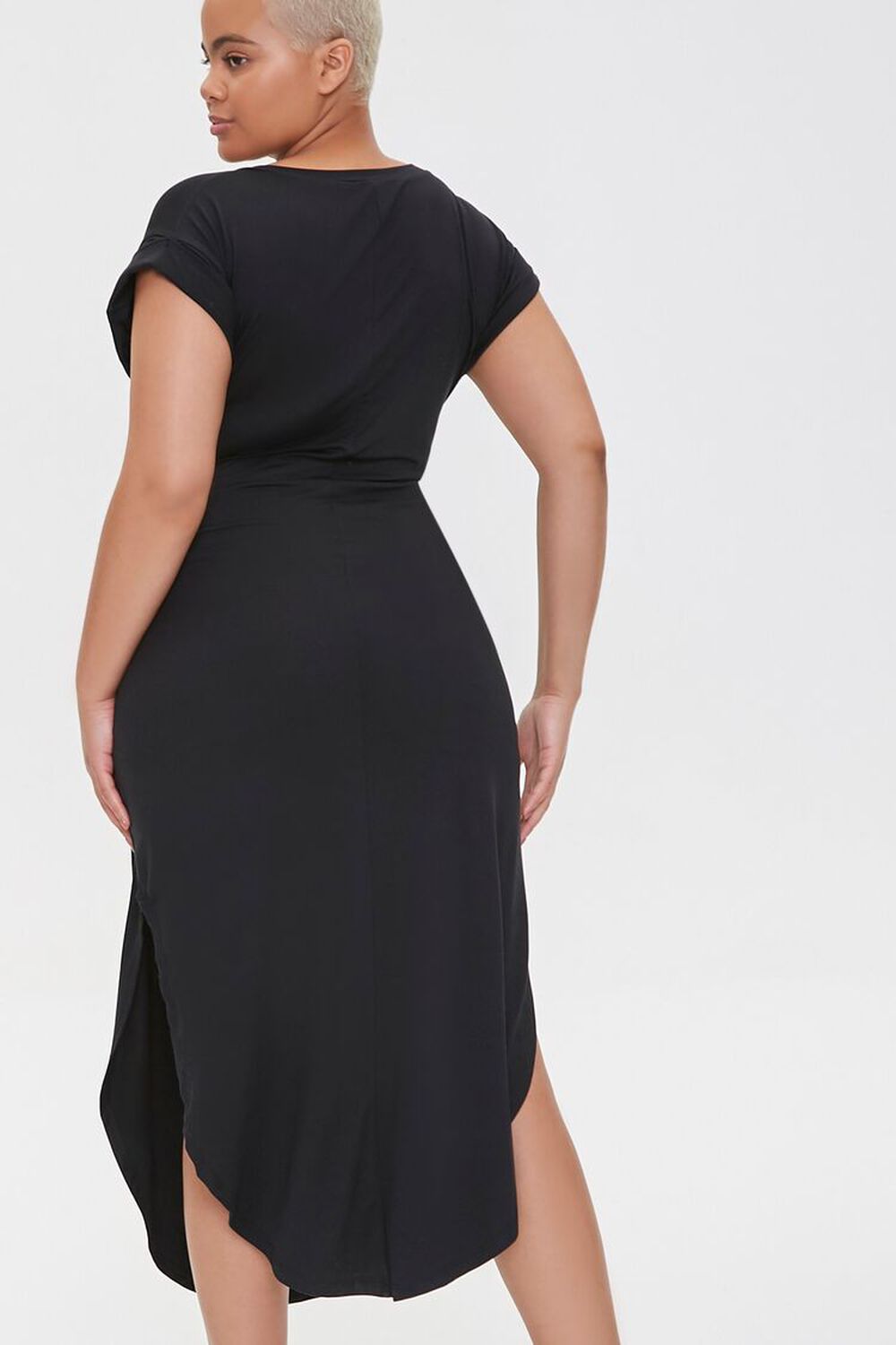 BLACK Plus Size Scoop-Hem Bodycon Dress, image 3
