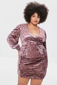 WINE Plus Size Crushed Velvet Mini Dress, image 1
