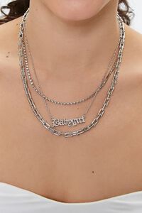 SILVER Babygirl Pendant Layered Necklace, image 1