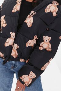 BLACK/MULTI Teddy Bear Print Puffer Jacket, image 5