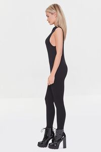 BLACK Ribbed Half-Zip Jumpsuit, image 2