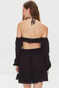 BLACK Cutout Strappy Halter Mini Dress, image 3