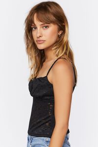 BLACK Floral Lace Ruched Cami, image 2