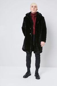 BLACK Faux Fur Longline Coat, image 5