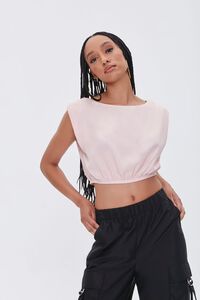 LIGHT PINK Chambray Crop Top, image 1