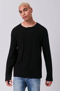 BLACK Henley Thermal Top, image 1