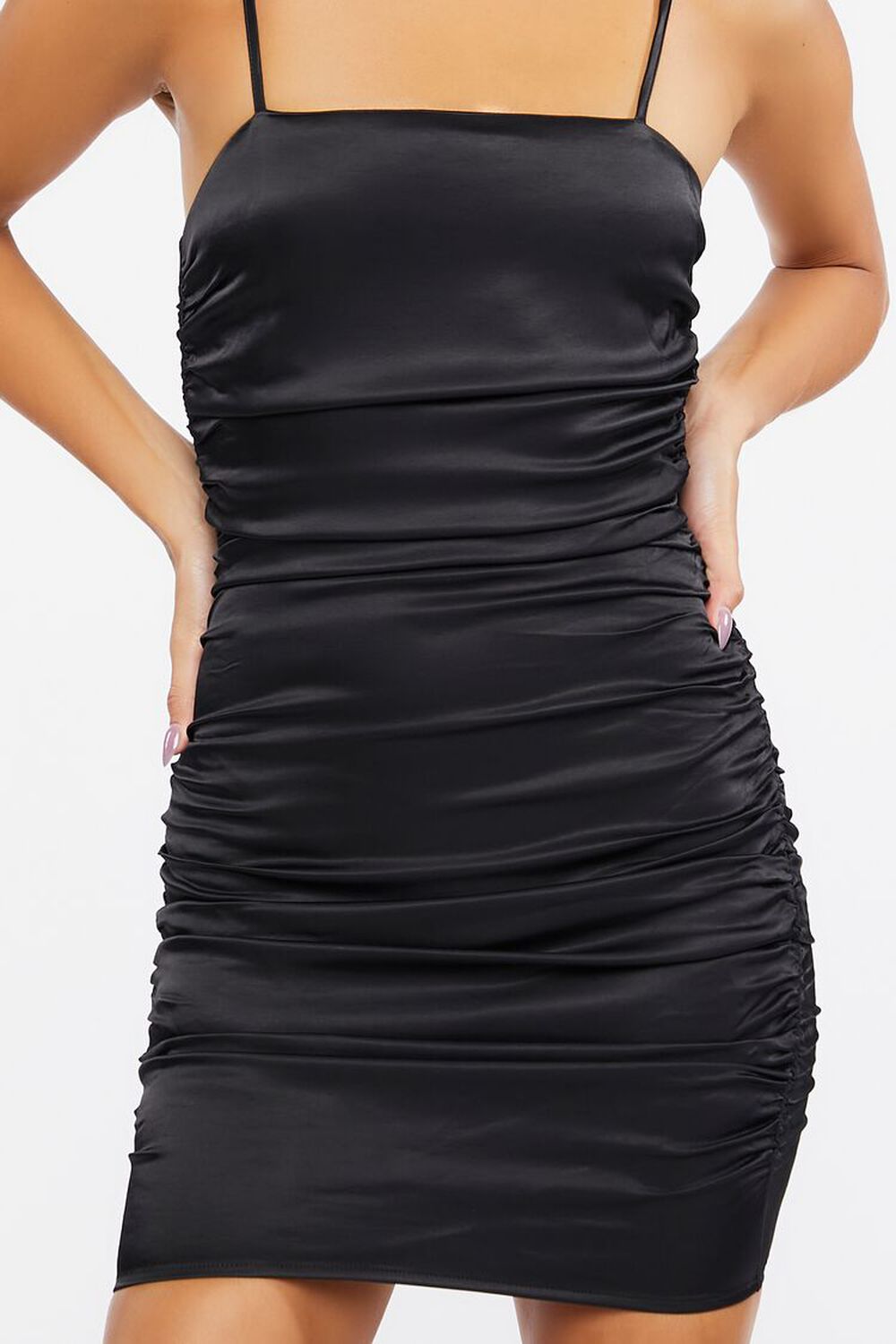 Ruched Satin Bodycon Dress