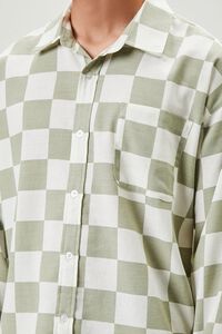 SAGE/WHITE Checkered Button-Front Shirt, image 5