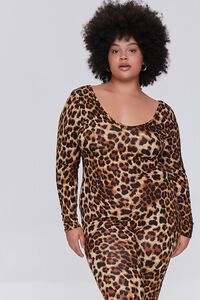 BROWN/MULTI Plus Size Leopard Print Jumpsuit, image 4