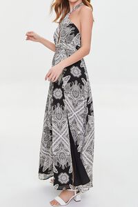 BLACK/MULTI Chiffon Paisley Print Halter Dress, image 3