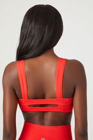 Forever 21 Women's Seamless Strappy Sports Bra Fiery Red