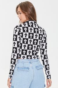 BLACK/CREAM Checkered Mushroom Print Shirt, image 4